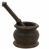 Bhunes Brass Vintage Mortar & Pestle – Antique Okhal Aur Moosal, Traditional Okhalee For Kitchen & Herbal Grinding,Brown, 2 Inch, 1 Piece