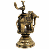 Brass Elephant Style Inkpot Idol | Haathi Design Vintage Pital Inkwell | Ganesha Inspired Desk Décor for Calligraphy & Collectors,Gold, 7 Inch, 1 Piece