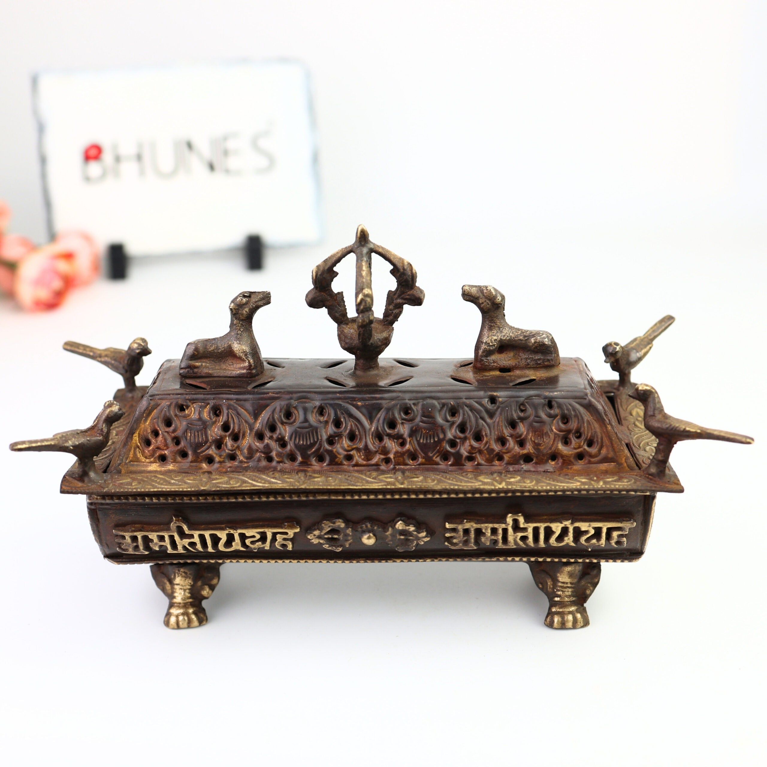 Brass Incense Burner – Traditional Dhoop Dhani & Agarbatti Holder For Pooja & Aromatherapy