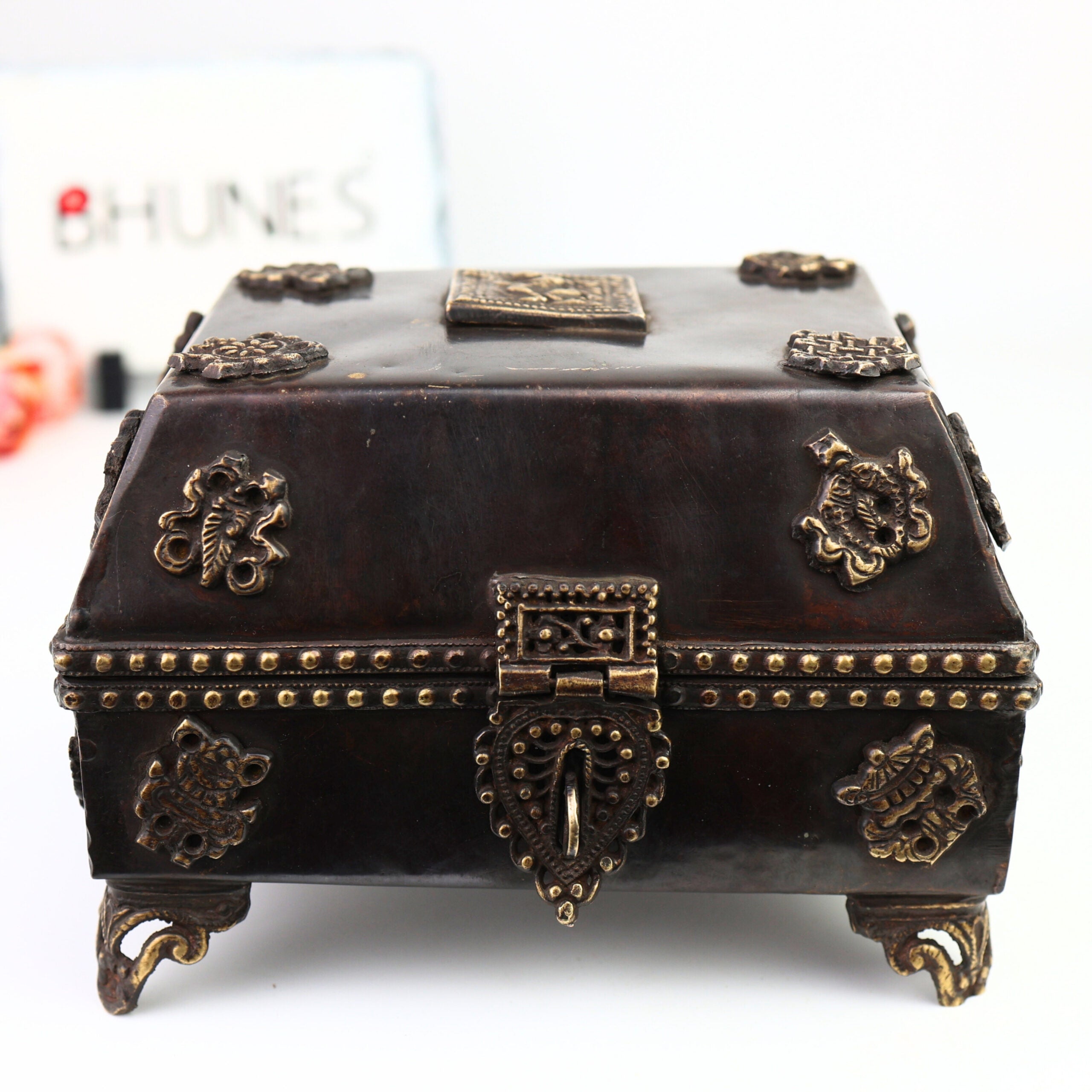 Brass Multipurpose Vintage Box – Handcrafted Antique Storage Container For Jewelry, Sindoor, Spices & Collectibles