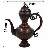 Handmade Brass Peetal Kettle Idol | Traditional Pittal Tea Pot Surahi for , Decor & Gift | Vintage Indian Hitale Tambra Pittal Water Pot Murti,Brown, 9 Inch, 1 Piece