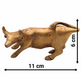 Handcrafted Brass Nandi Bull Sculpture | Vrishabha, Basava, Shiva Vahana Idol for Home, Temple & Vastu,Gold, 2.5 Inch, 1 Piece