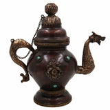 Handcrafted Peetal Brass Kettle Surahi | Vintage Indian Tea Pot, Pital Chai Jug, Traditional Pittal Water Pitcher for Pooja, Decor & Gifting,Brown, 10 Inch, 1 Piece