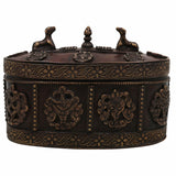 Bhunes Brass Multipurpose Vintage Box – Handcrafted Antique Storage Container For Jewelry, Sindoor, Spices & Collectibles,Brown, 4.5 Inch, 1 Piece