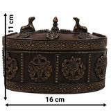 Bhunes Brass Multipurpose Vintage Box – Handcrafted Antique Storage Container For Jewelry, Sindoor, Spices & Collectibles,Brown, 4.5 Inch, 1 Piece