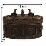 Bhunes Brass Multipurpose Vintage Box – Handcrafted Antique Storage Container For Jewelry, Sindoor, Spices & Collectibles,Brown, 4.5 Inch, 1 Piece