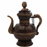 Handcrafted Brass Kettle Idol | Peetal Pital Chai Pot , Vintage Decor  1Litre,Brown, 11 Inch, 1 Piece