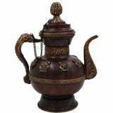 Handcrafted Brass Kettle Idol | Peetal Pital Chai Pot , Vintage Decor  1Litre,Brown, 11 Inch, 1 Piece