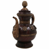 Handcrafted Brass Kettle Idol | Peetal Pital Chai Pot , Vintage Decor  1Litre,Brown, 11 Inch, 1 Piece