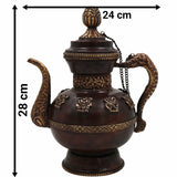 Handcrafted Brass Kettle Idol | Peetal Pital Chai Pot , Vintage Decor  1Litre,Brown, 11 Inch, 1 Piece