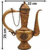 Handcrafted Brass Kettle Idol – Vintage Peetal Chai Pot | Pittal Surahi Samovar for Pooja, Home Decor & Ethnic Gifting,Brown, 10 Inch, 1 Piece