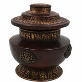 Handcrafted Peetal Vintage Pital Box – Antique Brass Pittal Kumkum, Jewelry, Dry Fruit & Pooja Storage Dabbi for Traditional Decor & Gifting,Brown, 9 Inch, 1 Piece