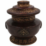 Handcrafted Peetal Vintage Pital Box – Antique Brass Pittal Kumkum, Jewelry, Dry Fruit & Pooja Storage Dabbi for Traditional Decor & Gifting,Brown, 9 Inch, 1 Piece