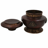Handcrafted Peetal Vintage Pital Box – Antique Brass Pittal Kumkum, Jewelry, Dry Fruit & Pooja Storage Dabbi for Traditional Decor & Gifting,Brown, 9 Inch, 1 Piece