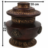 Handcrafted Peetal Vintage Pital Box – Antique Brass Pittal Kumkum, Jewelry, Dry Fruit & Pooja Storage Dabbi for Traditional Decor & Gifting,Brown, 9 Inch, 1 Piece