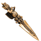 Brass Phurba Vajra Idol – Tibetan Dorje Kila Dagger for Pooja, Tantric Rituals, Vajrakilaya Murti, Buddhist Spiritual Sculpture,Gold, 12 Inch, 1 Piece