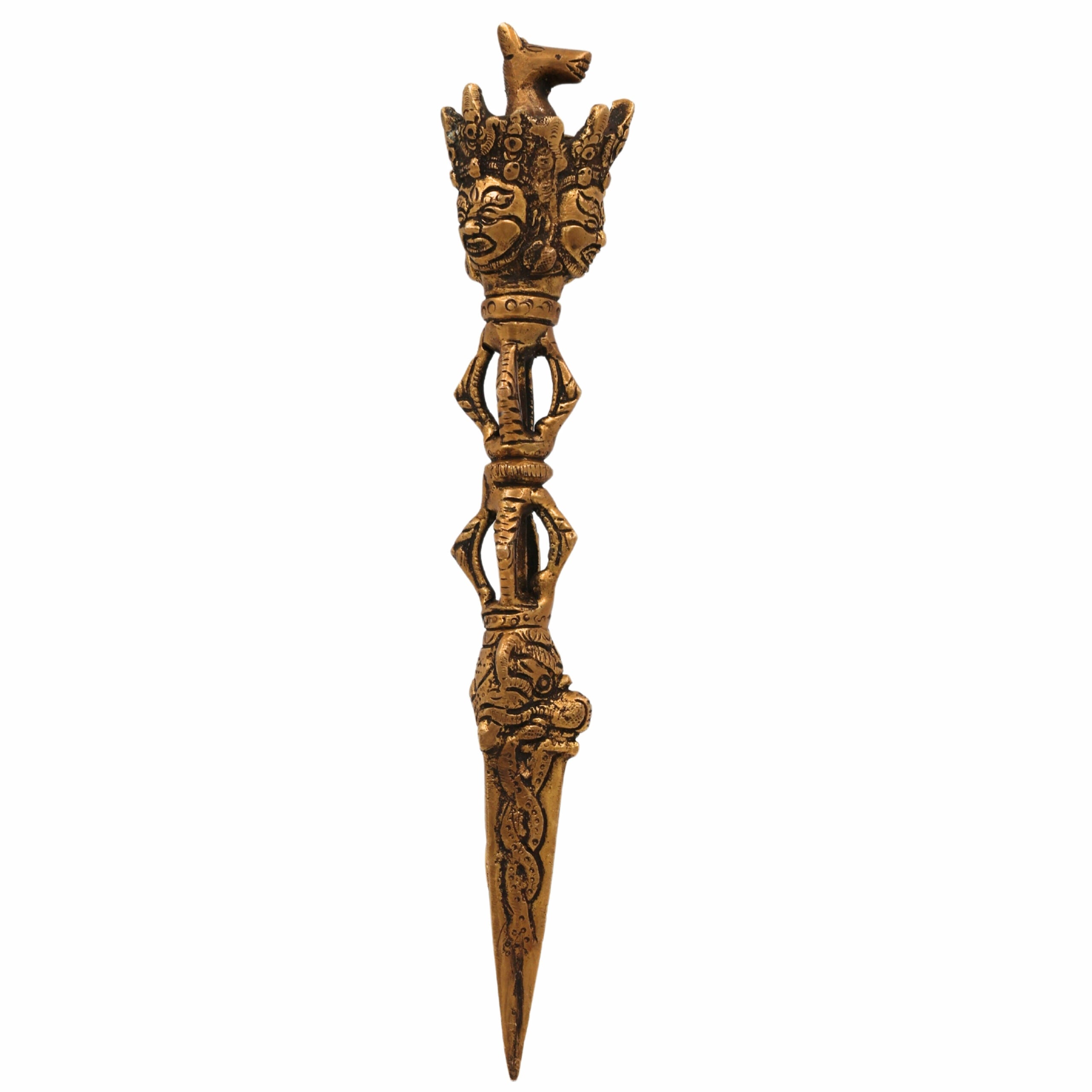 Brass Phurba Vajrakilaya Idol – Tibetan Dorje Vajra Kila Purbha Ritual Dagger for Puja, Tantra, and Spiritual Protection