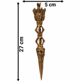 Brass Phurba Vajrakilaya Idol – Tibetan Dorje Vajra Kila Purbha Ritual Dagger for Puja, Tantra, and Spiritual Protection,Gold, 10.5 Inch, 1 Piece