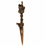 Brass Phurba Vajra Idol, Tibetan Dorje Kila Dagger, Vajrakilaya Tantric Ritual Statue for Puja, Meditation & Protection,Gold, 12 Inch, 1 Piece