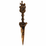 Brass Phurba Vajra Idol, Tibetan Dorje Kila Dagger, Vajrakilaya Tantric Ritual Statue for Puja, Meditation & Protection,Gold, 12 Inch, 1 Piece