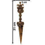 Brass Phurba Vajra Idol, Tibetan Dorje Kila Dagger, Vajrakilaya Tantric Ritual Statue for Puja, Meditation & Protection,Gold, 12 Inch, 1 Piece