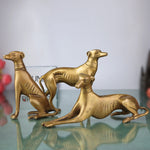 Brass Dog Idol Set of 3 – Handcrafted Sitting, Standing & Sleeping Desi Kutta Figurines, Peetal Dog Sculpture for Home Décor & Gift