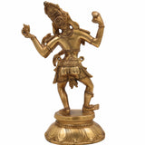 Handcrafted Brass Nataraja Idol – Dancing Shiva Tandava Murthy | Chidambaram Natesha Nritya Moorthy for Home Temple, Pooja & DecorGold, 11 Inch, 1 Piece