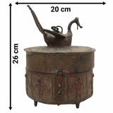 Handcrafted Brass Dogra Box Idol – Traditional Peetal Kumkum Sindoor Storage with Tribal Dhokra Art | Bastar Pital Moorti Box for Pooja & Decor,Brown, 10 Inch, 1 Piece