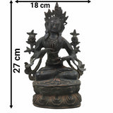 Brass Tara Maa Idol | Mahavidya Ugra Tara Devi Murti | Neela Saraswati Pital Statue for Pooja, Home Temple & Gift,Black, 10.5 Inch, 1 Piece