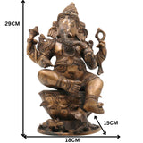 Brass Ganesha Idol | Handcrafted Ganapati Murti | Vinayaka Vastu Statue for Home, Temple, Pooja, Ganesh Chaturthi, Housewarming & Gifts,Gold, 11.5 Inch, 1 Piece