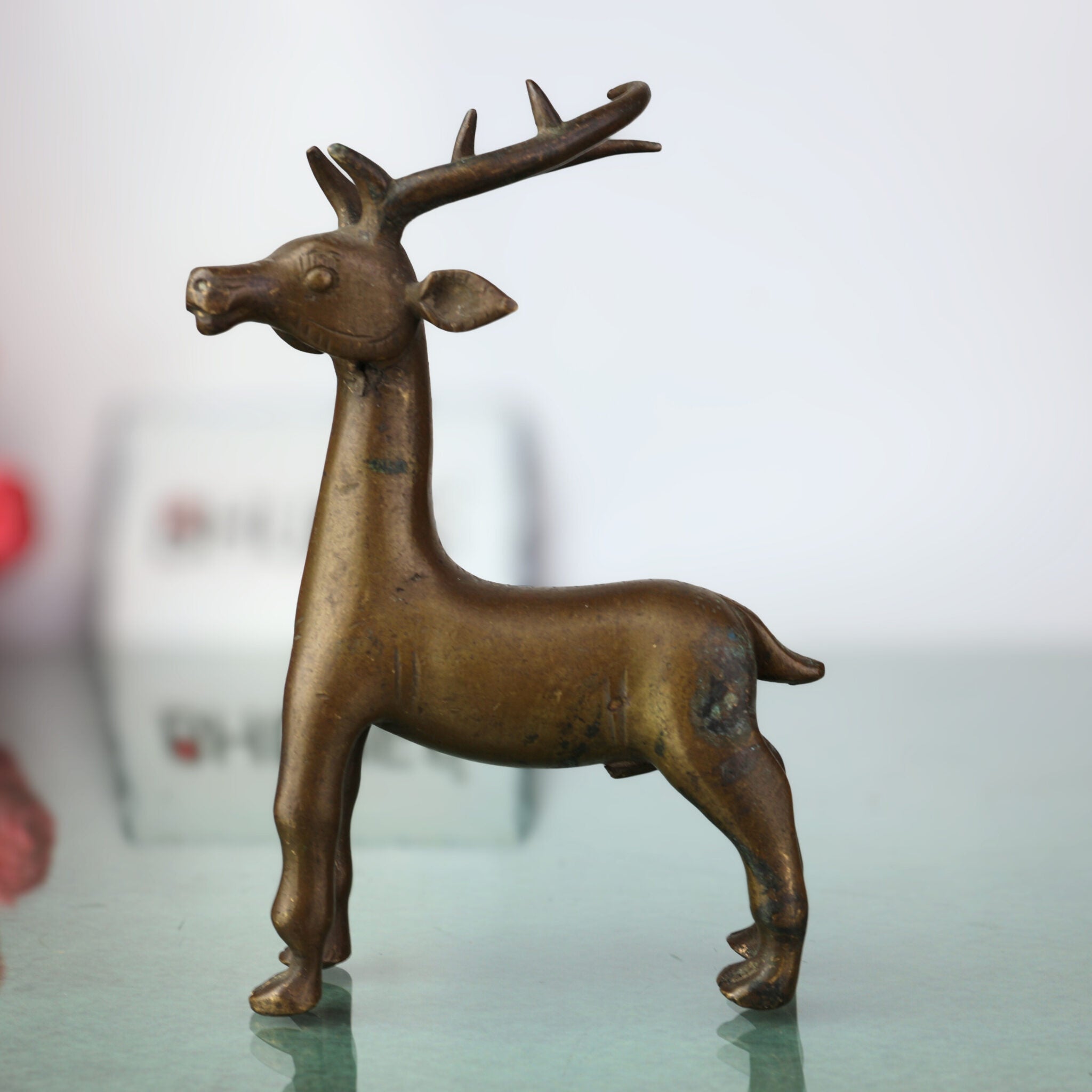 Brass Handcrafted Deer Idol – Mrig, Harin, Chital Murti, Pital / Pittal Sculpture for Home, Office & Mandir Decor