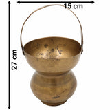 Handcrafted Brass Kamandalu | Pital Gangajali Kamandal for Puja, Ganga Jal, Rishi Muni Kalash, Sadhu Water Pot, Antique Hindu Pooja Lota,Gold, 10.5 Inch, 1 Piece