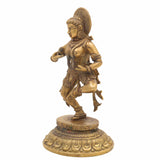 Brass Dancing Lady Figurine – Traditional Bharatanatyam Apsara Statue | Peetal Tribal Woman Idol | Handmade Indian Lady Moorti for Home Decor & Gifts,Gold, 7 Inch, 1 Piece