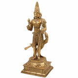 Brass Lord Murugan Idol – Karthikeya | Skanda | Subramanya | Vel Murugan Statue for Home Temple & Pooja Decor,Gold, 15.5 Inch, 1 Piece