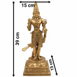 Brass Lord Murugan Idol – Karthikeya | Skanda | Subramanya | Vel Murugan Statue for Home Temple & Pooja Decor,Gold, 15.5 Inch, 1 Piece