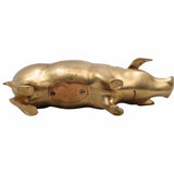 Brass Handcrafted Piggy Bank Gullak | Traditional Peetal Pital Coin Bank Idol | Vintage Money Box Murti Showpiece for Home Decor & Gifts,Gold, 6.5 Inch, 1 Piece