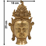 Brass Tara Maa Face Wall Hanging Idol, Ugra Tara, Durga, Neela Saraswati, Mahavidya Devi Sculpture for Home, Temple & Pooja Decor,Gold, 11.5 Inch, 1 Piece