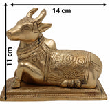 Brass Nandi Idol | Nandikeshwara Murti | Basava Statue | Shiva’s Bull Figurine for Temple, Pooja Room & Home Décor,Gold, 4.5 Inch, 1 Piece
