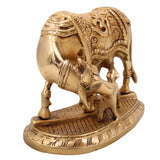 Divine Brass Kamadhenu Cow Idol – Surabhi Wish-Fulfilling Cow Statue, Gaumata Murti for Home Temple, Pooja, Prosperity & Spiritual Blessings,Gold,5.11inch,1piece