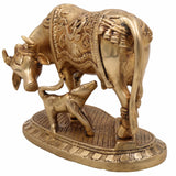 Divine Brass Kamadhenu Cow Idol – Surabhi Wish-Fulfilling Cow Statue, Gaumata Murti for Home Temple, Pooja, Prosperity & Spiritual Blessings,Gold,5.11inch,1piece