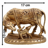 Divine Brass Kamadhenu Cow Idol – Surabhi Wish-Fulfilling Cow Statue, Gaumata Murti for Home Temple, Pooja, Prosperity & Spiritual Blessings,Gold,5.11inch,1piece