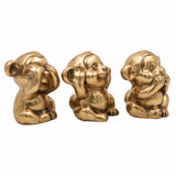 Brass Three Wise Monkeys Idol – Gandhi Bapu Ketan Bandar Statue, See No Evil Hear No Evil Speak No Evil, Antique Brass Home & Office Décor,Gold, 3 Inch, 1 Piece