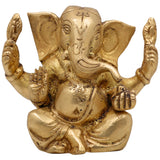 Handcrafted Brass Ganesha Idol | Vinayaka Ganpati Murti for Pooja, Vastu & Decor | Antique Finish Siddhivinayak Ganapati Statue for Home & Gifting,Gold, 4 Inch, 1 Piece