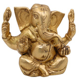 Handcrafted Brass Ganesha Idol | Vinayaka Ganpati Murti for Pooja, Vastu & Decor | Antique Finish Siddhivinayak Ganapati Statue for Home & Gifting,Gold, 4 Inch, 1 Piece