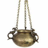 Brass Vintage Hanging Hand-Carved Pot – Antique Look Decorative Showpiece For Home & Garden