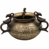 Bhunes Brass Vintage Hanging Hand-Carved Pot – Antique Look Decorative Showpiece For Home & Garden,Gold, 6 Inch, 1 Piece