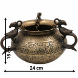 Bhunes Brass Vintage Hanging Hand-Carved Pot – Antique Look Decorative Showpiece For Home & Garden,Gold, 6 Inch, 1 Piece