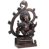 Handcrafted Brass Ganesha Idol | Vinayaka Ganpati Murti | Vighnaharta Ekadanta Pillaiyar Statue for Pooja, Home Decor & Gifting,Brown, 17 Inch, 1 Piece