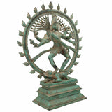 Handcrafted Brass Nataraja Idol | Dancing Shiva Nataraj Statue | Chola Style Tandava Murti | Shiva Nataraja for Home Temple, Vastu & Decor,Green, 20.5 Inch, 1 Piece