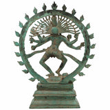 Handcrafted Brass Nataraja Idol | Dancing Shiva Nataraj Statue | Chola Style Tandava Murti | Shiva Nataraja for Home Temple, Vastu & Decor,Green, 20.5 Inch, 1 Piece